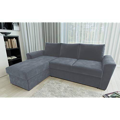 Direct Furniture Chenille Stanford L-Shape Left/Right Sofa Bed with  Internal Storage Corner
