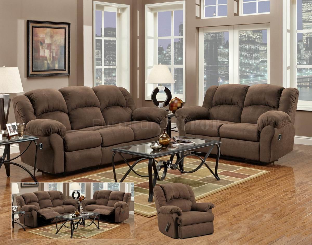 Awesome Classic Reclining Couch And Loveseat Sets With Iron Frame Table  Glass Top