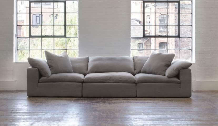 Feather Extra Deep 5 Seater Sofa in Grey Linen