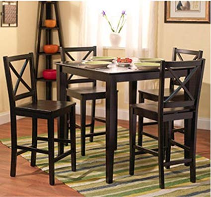 5-piece Counter Height Dining Room Set Dinette Sets Kitchen Black for 4  Persons.