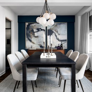 Example of a small trendy dark wood floor enclosed dining room design in  New York with