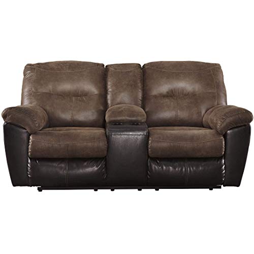 Ashley Furniture Signature Design - Follett Overstuffed Upholstered Double  Reclining Loveseat w/Console - Contemporary