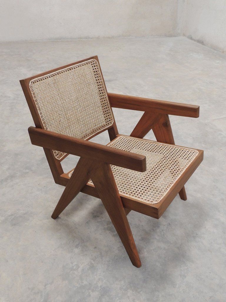 A re-edition of Pierre Jeanneret Easy Armchair, mid century, made for  offices and homes in Chandigarh and Ahmedabad, India. Handcrafted and hand  polished,
