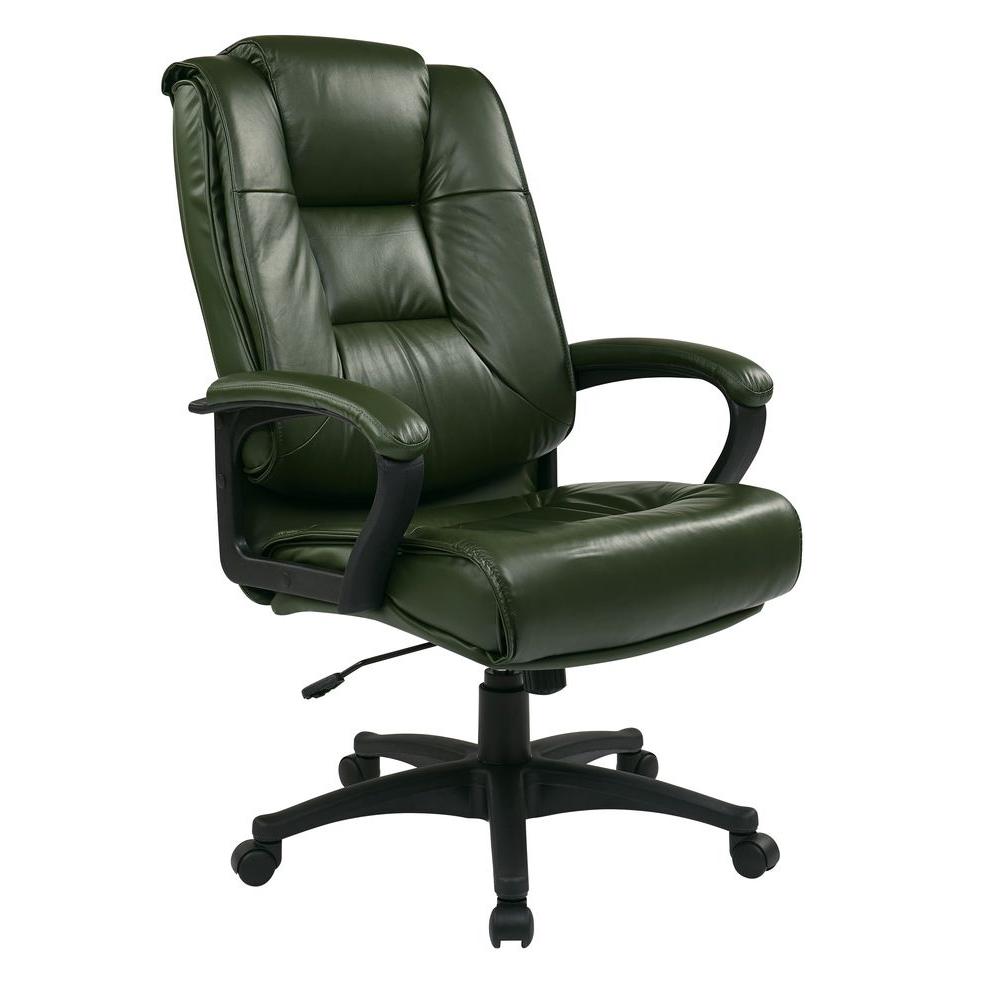Work Smart Green Leather Executive Office Chair