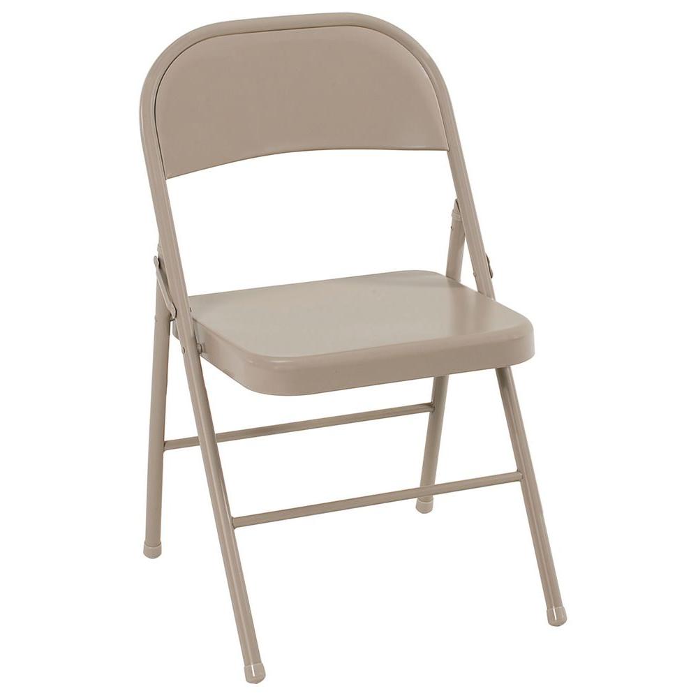 Antique Linen All Steel Folding Chairs (4-Pack)