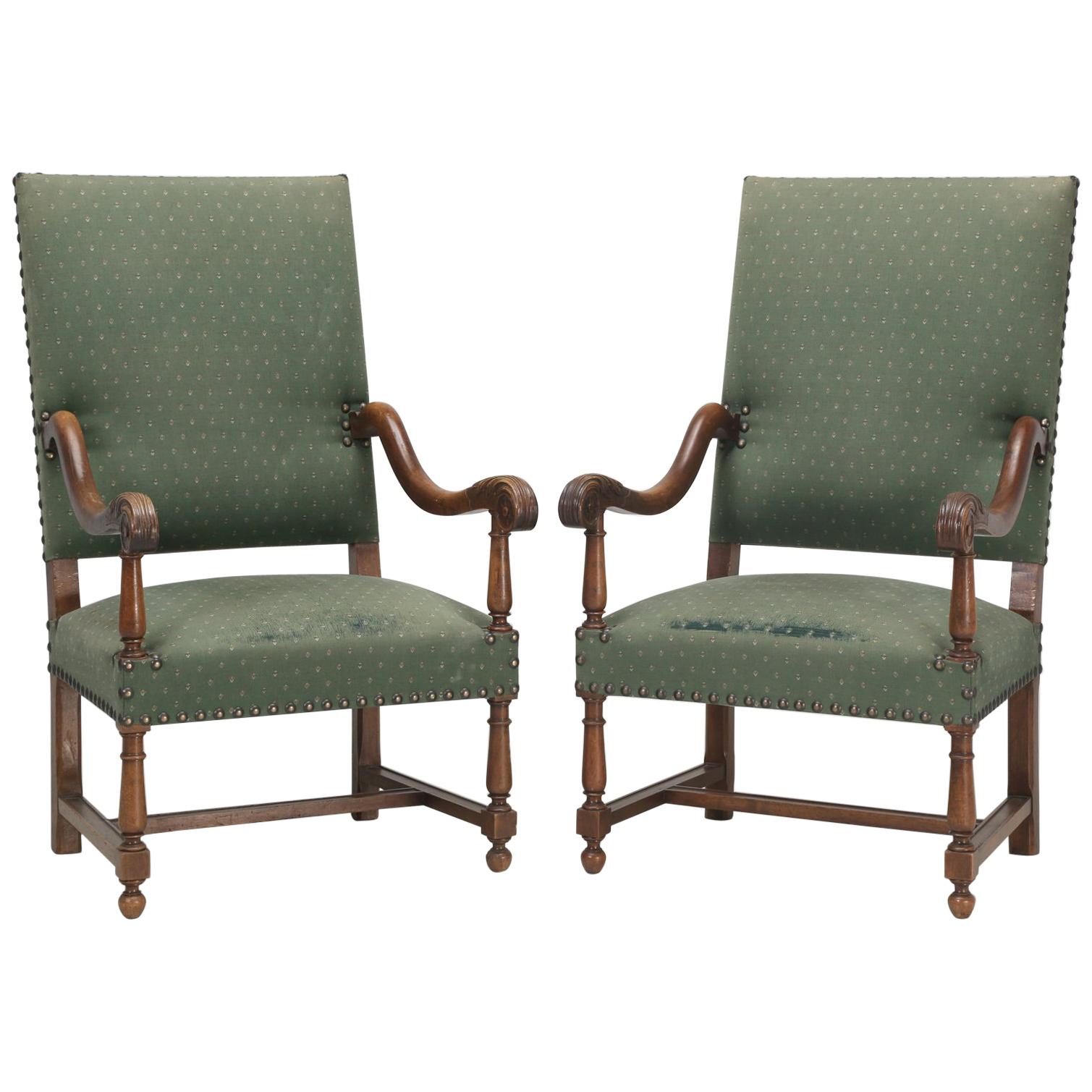Antique Pair of French Armchairs For Sale