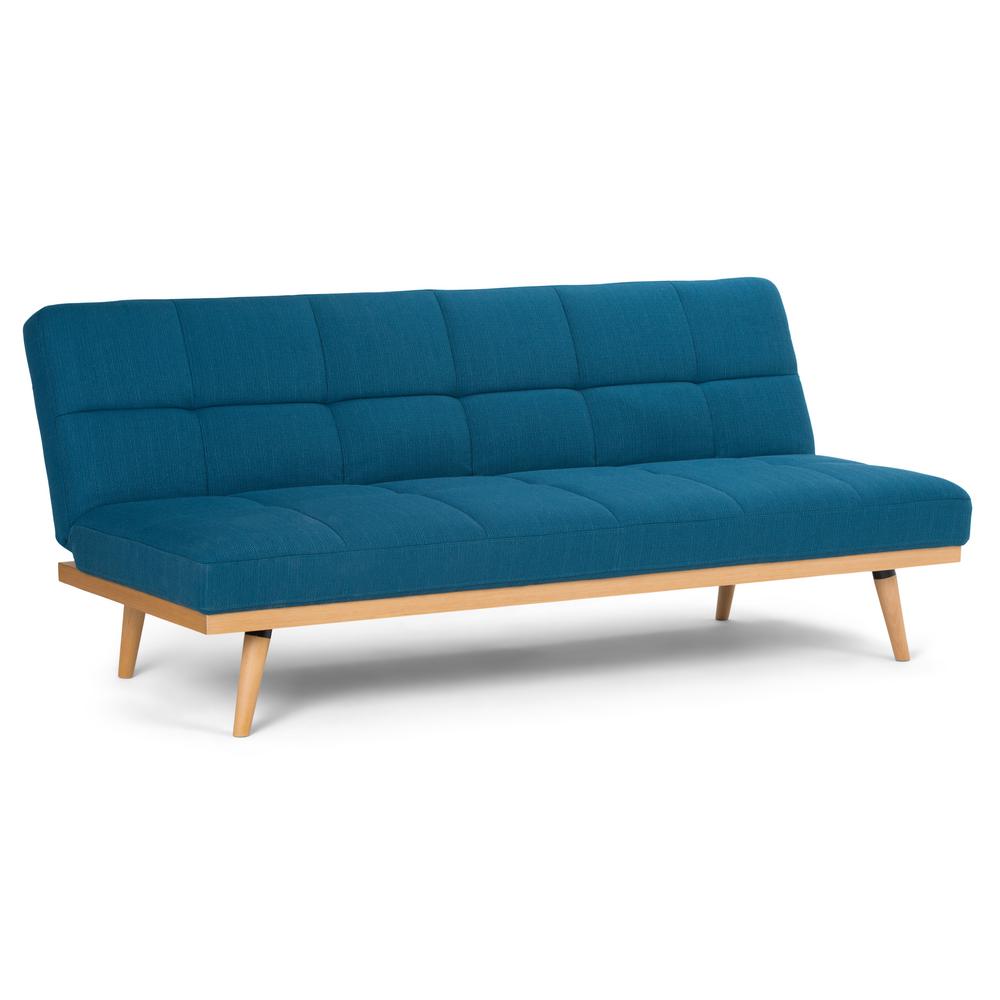 Spencer Contemporary 71 in. x 32 in. x 30 in. Sofa Bed in Mediterranean  Blue Linen Look Fabric