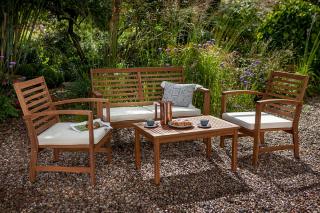 An attractive & comfortable, spacious hardwood garden set with coffee