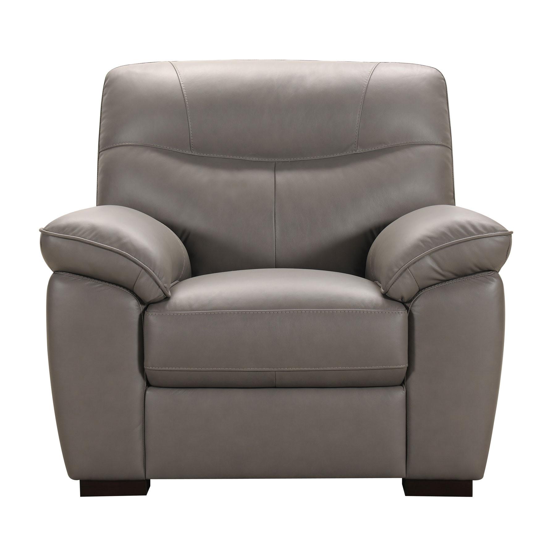 Andrea Grey Leather Armchair click. A
