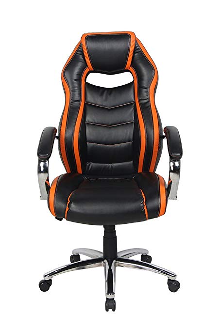 NKV High Back Office Chair Ergonomic Executive Computer Chair Heavy Duty  Desk Chair with Chrome Armrests