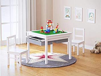 UTEX 2-in-1 Kids Multi Activity Table and 2 Chairs Set with Storage