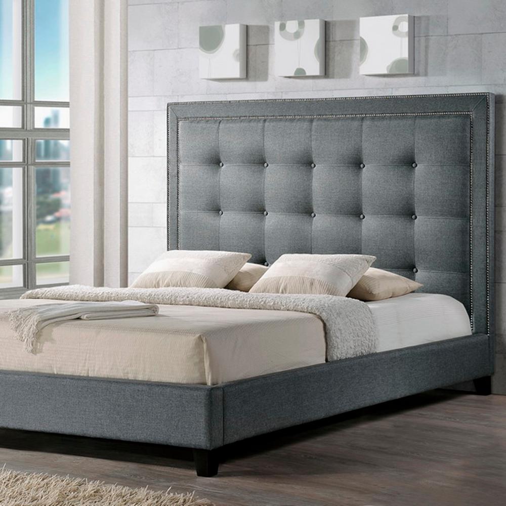 Baxton Studio Hirst Transitional Gray Fabric Upholstered King Size Bed-28862-5290-HD  - The Home Depot