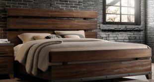 Modern Rustic Brown King Size Bed - Forge