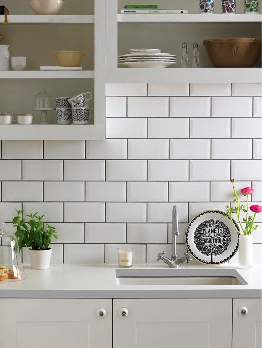 White Subway Tiles These classic white bevelled subway tiles will can  add either a modern, contemporary feel to your bathroom or kitchen walls,  or.