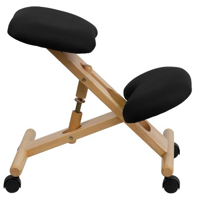 Mobile Wooden Ergonomic Kneeling Chair In Black Fabric - Belnick : Target