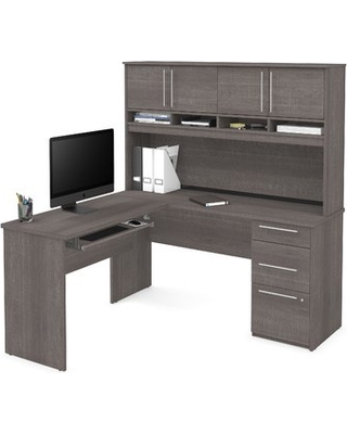 Altha Plus L-Shaped Computer Desk with Hutch Color: White