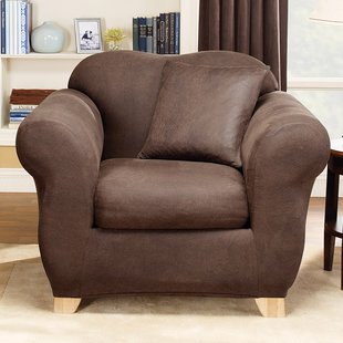 Stretch Leather Box Cushion Armchair Slipcover