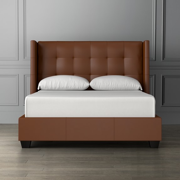 Gable Leather Wing Bed