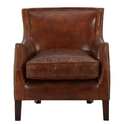Njord Vintage Leather Club Chair - Light Brown - Christopher Knight Home