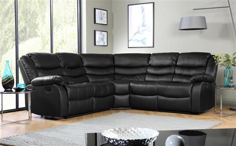 Sorrento Leather Recliner Corner Sofa Black