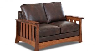 American Made Mission Style Leather Loveseat Highalnds CL7016LS