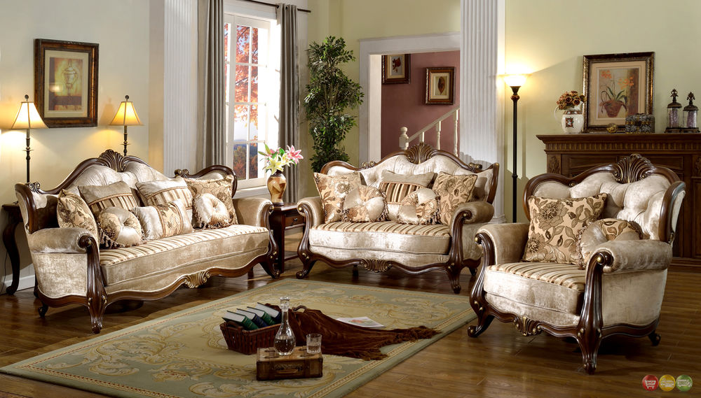 French Provincial Formal Antique Style Living Room Furniture Set Beige  Chenille | eBay