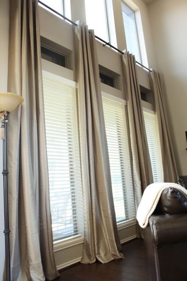 window treatments for tall windows ideas | Inexpensive Ready Made Extra Long  Curtains! {Before & After: Decor .