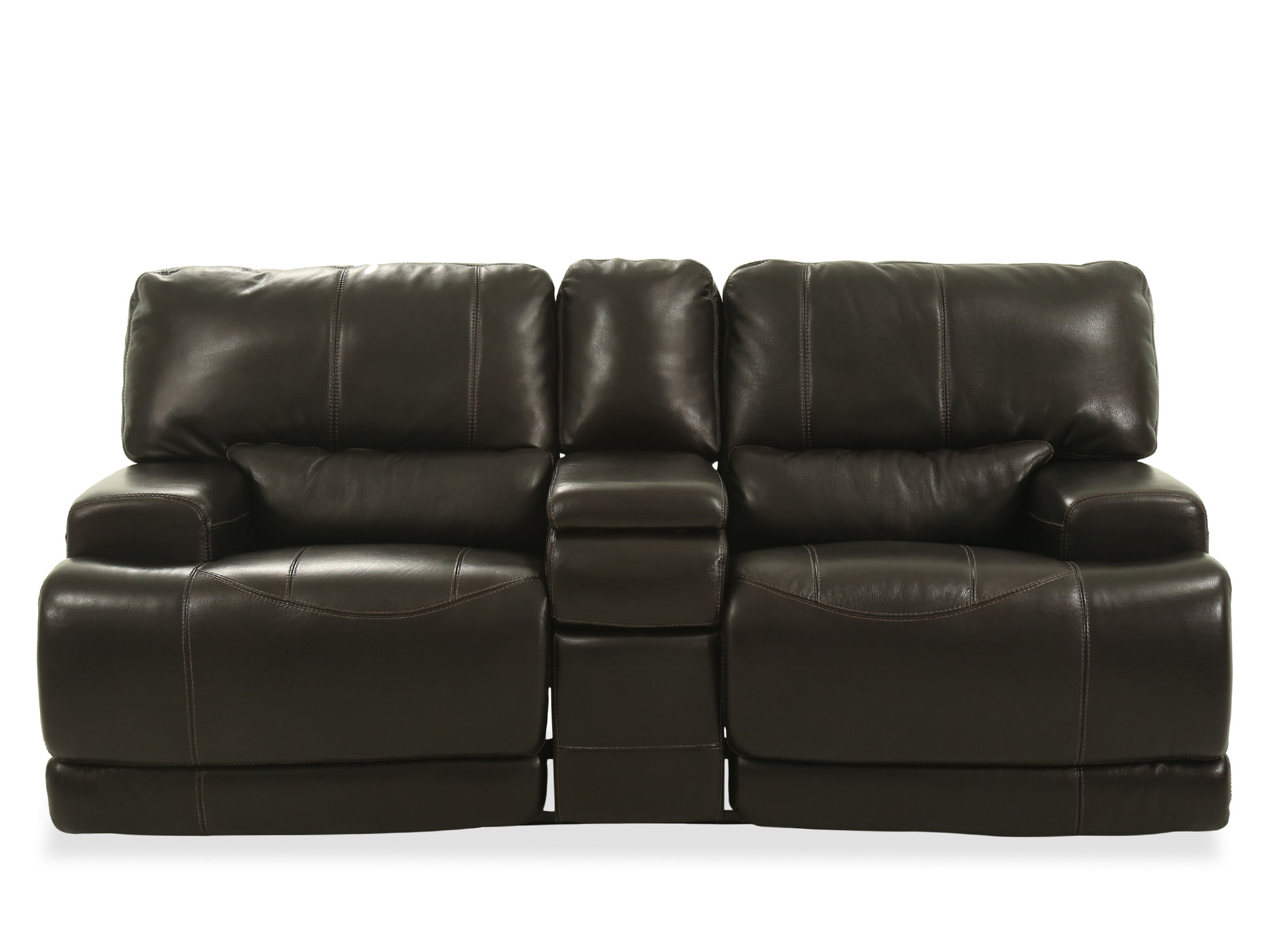 Power Reclining Traditional Leather 80" Loveseat in Blackberry