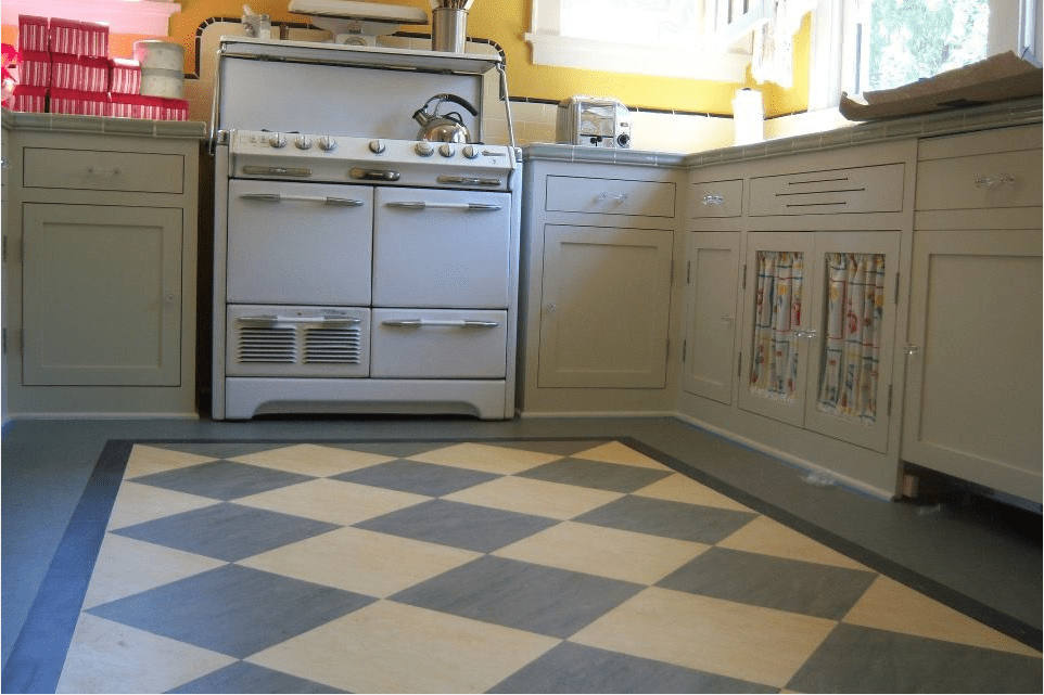 Marmoleum floor installed in kitchen