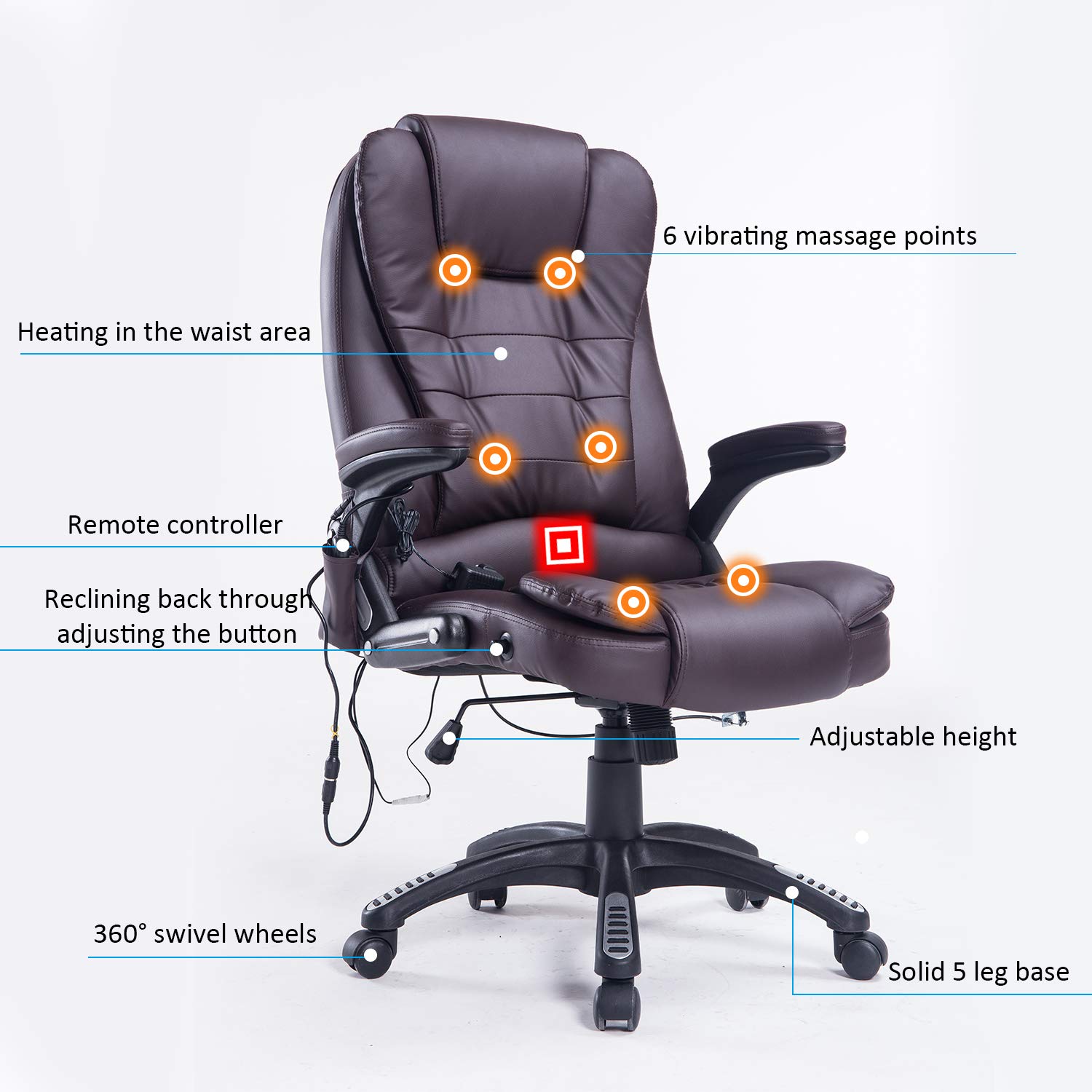 Traveller Location: Home Office Computer Desk Massage Chair Executive Ergonomic  Heated Vibrating (Brown): Kitchen & Dining