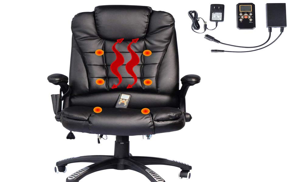 faux leather back executive heated massage office chair