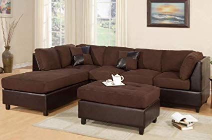 Image Unavailable. Image not available for. Color: Poundex New Chocolate  Microfiber Leatherette Sectional Sofa