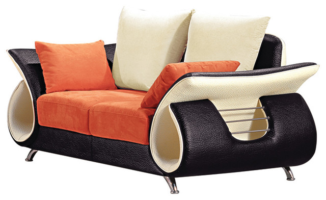 Orange And Black Modern Loveseat - Contemporary - Loveseats - by Titanic  Furniture Inc.