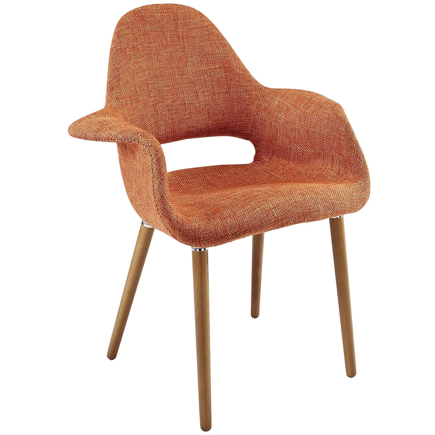 Traveller Location - Modway Aegis Mid-Century Modern Upholstered Fabric Organic  Dining Armchair With Wood Legs In Orange - Chairs