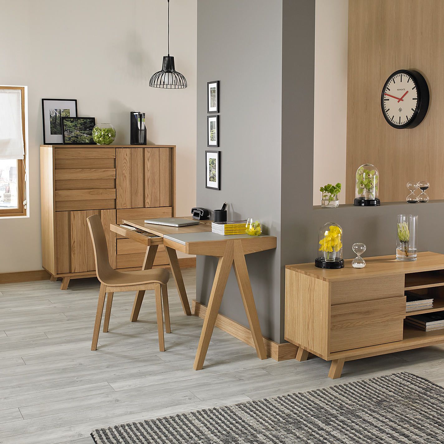 grey wood flooring and oak furniture - Google Search