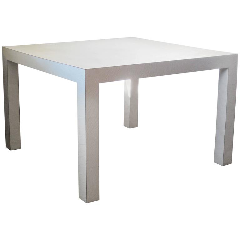 Textured White Laminate Parsons Table For Sale
