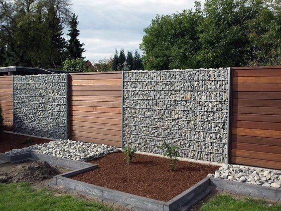 Impressive Wood And Rock Modern Privacy Fence Ideas