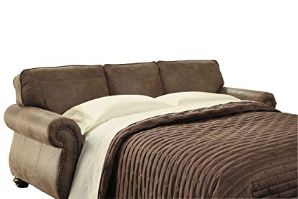 Ashley Furniture Signature Design - Larkinhurst Traditional Sleeper Sofa - Queen  Size - Faux Weathered Leather