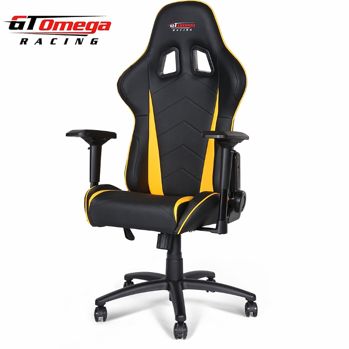 Gaming Seats - GT Omega PRO Racing Office Chair Black Next Yellow Leather