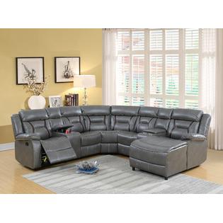 Esofastore 5pcs Reclining Motion Sectional Sofa Gel Leatherette Loveseat  Console Corner Wedge Armless Chair Push Back