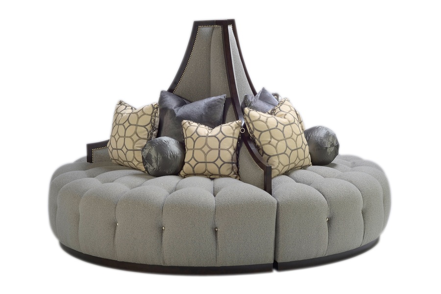 Mirage Round Sofa shown with: Button tufted seatBuilt-to-the-floor
