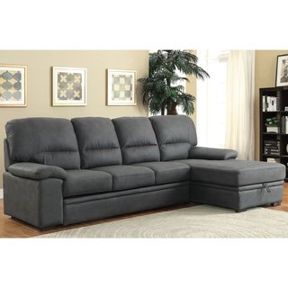 Furniture of America Delton Contemporary Faux Nubuck Sleeper Sectional