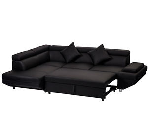 Image is loading Contemporary-Sectional-Modern-Sofa-Bed -Black-with-Functional-
