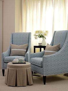 small sitting area - I love the chic, simple lines of these chairs and their