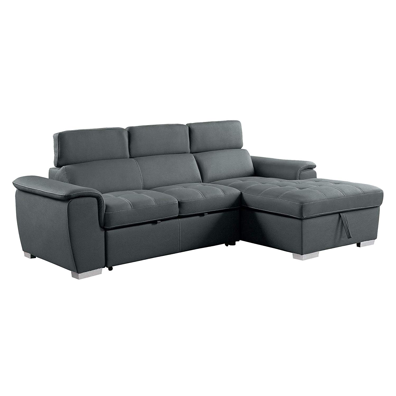 Traveller Location: Homelegance 8228 Sleeper Sectional Sofa with Storage, Gray:  Kitchen & Dining
