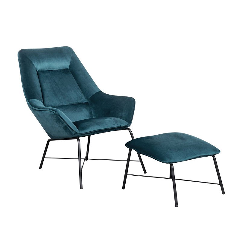 Small Space Modern Milan Chair w/ Ottoman (Aqua) by Accentrics Home |  FurniturePick