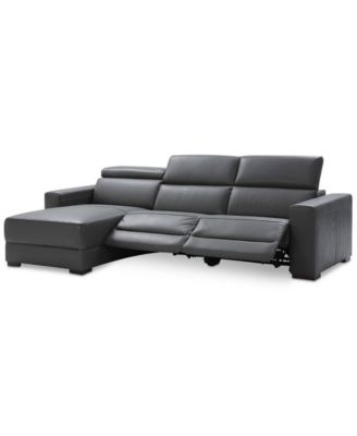 Furniture Nevio 3-pc Leather Sectional Sofa with Chaise, 2 Power  Recliners and Articulating