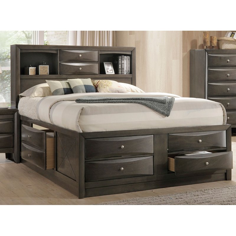 Contemporary Gray King Size Storage Bed - Emily | RC Willey Furniture Store
