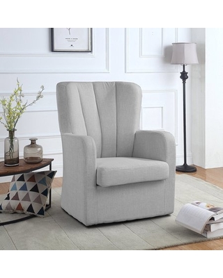 Modern Swivel Armchair, Rotating Accent Chair for Living Room with Pleated  Back (Light Grey
