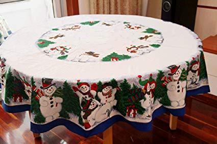 Amazon.com: MZPRIDE Cute Snowman Christmas Tablecloth Pine Tree